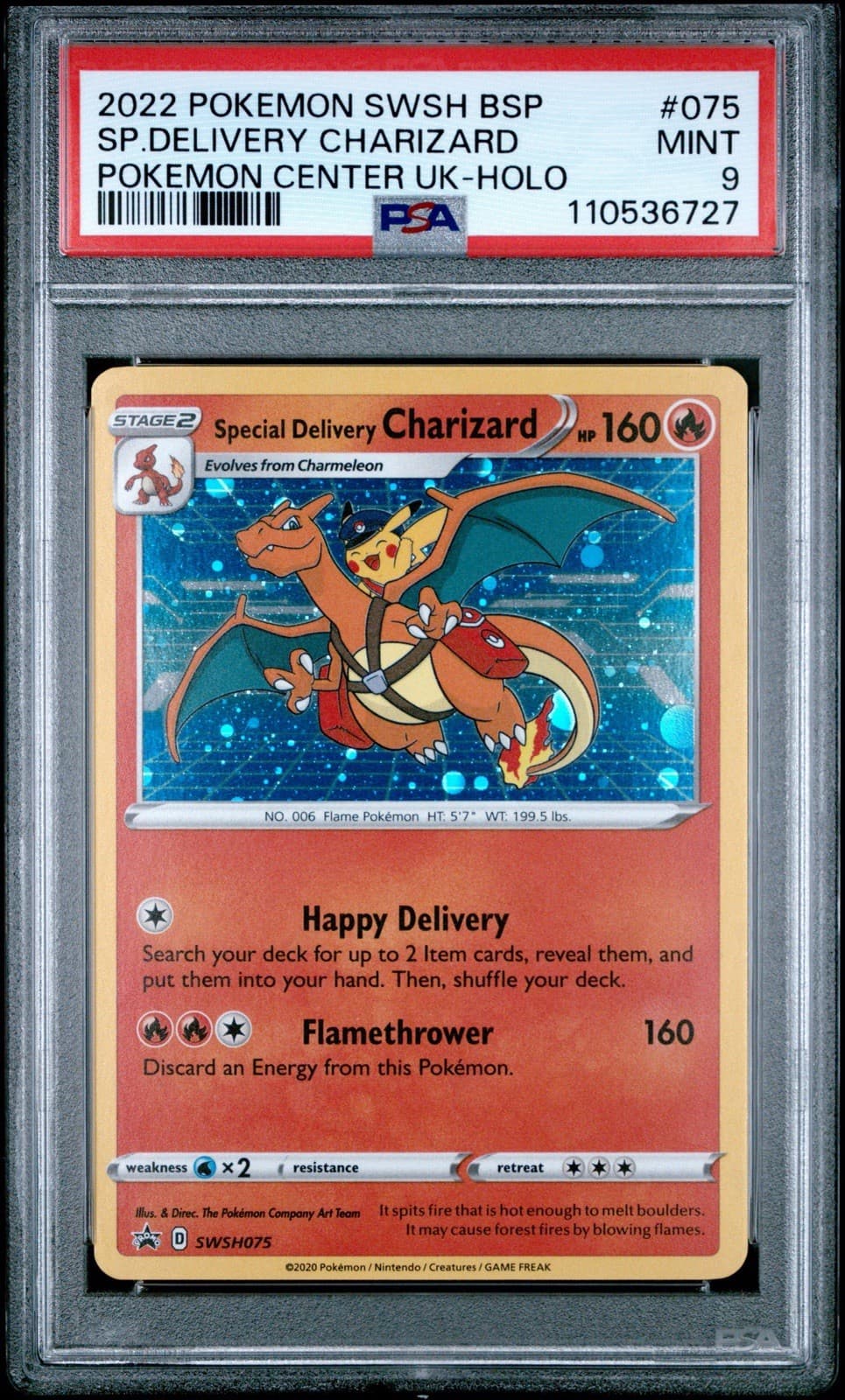 2022 Pokemon SWSH Black Star Promos Special Delivery Charizard #SWSH075 PSA 9