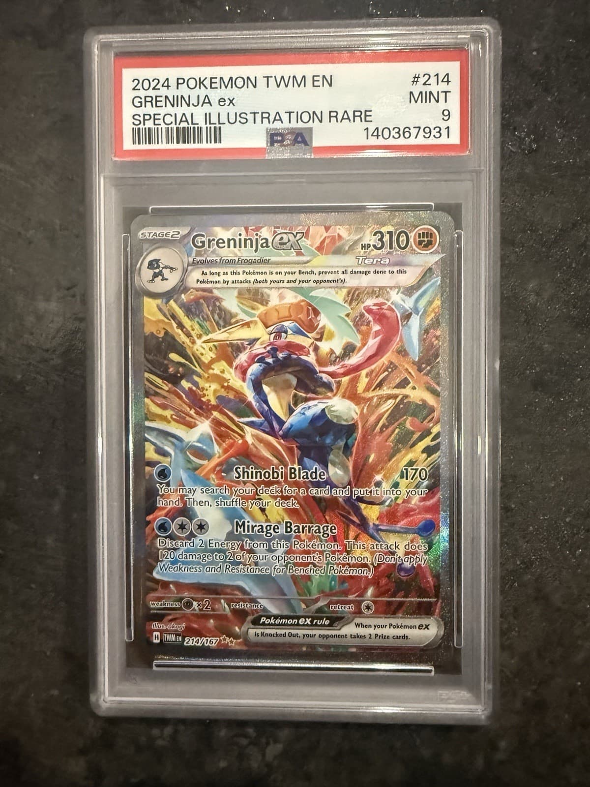 Pokemon 2024 Greninja ex 214/167 SIR Twilight Masquerade PSA 9