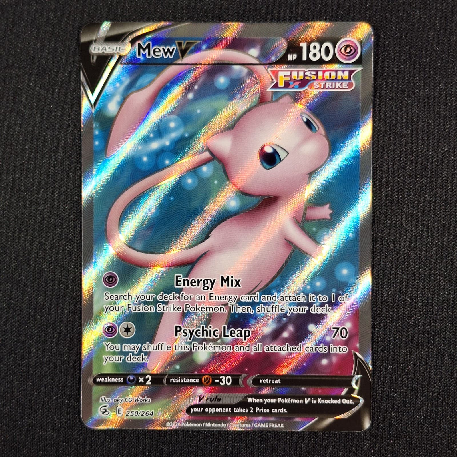 Pokemon TCG Sword and Shield Fusion Strike Mew V Full Art 250/264 LP+