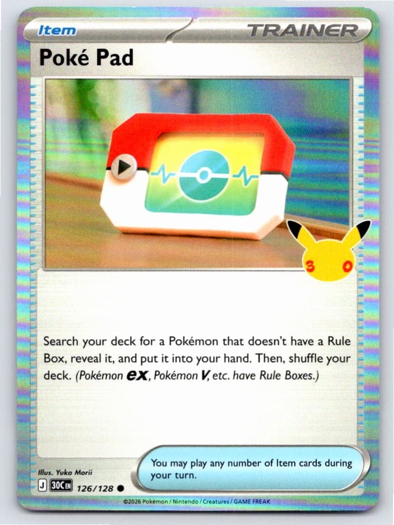 2026 POKEMON ME: 30TH CELEBRATION POKE PAD 126/128 HOLO C NM A101985 FREE S&H