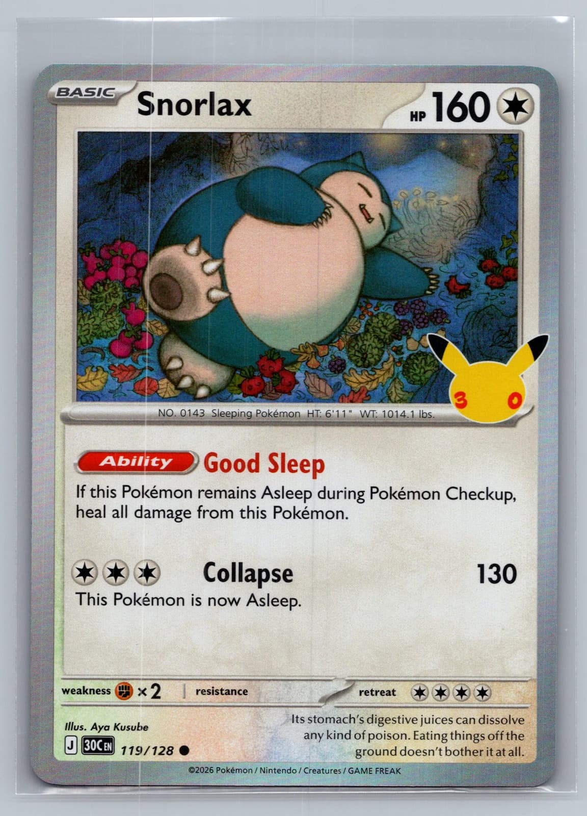 Snorlax #119/128 2026 30th Celebration Pokemon TCG — photo 1 of 2