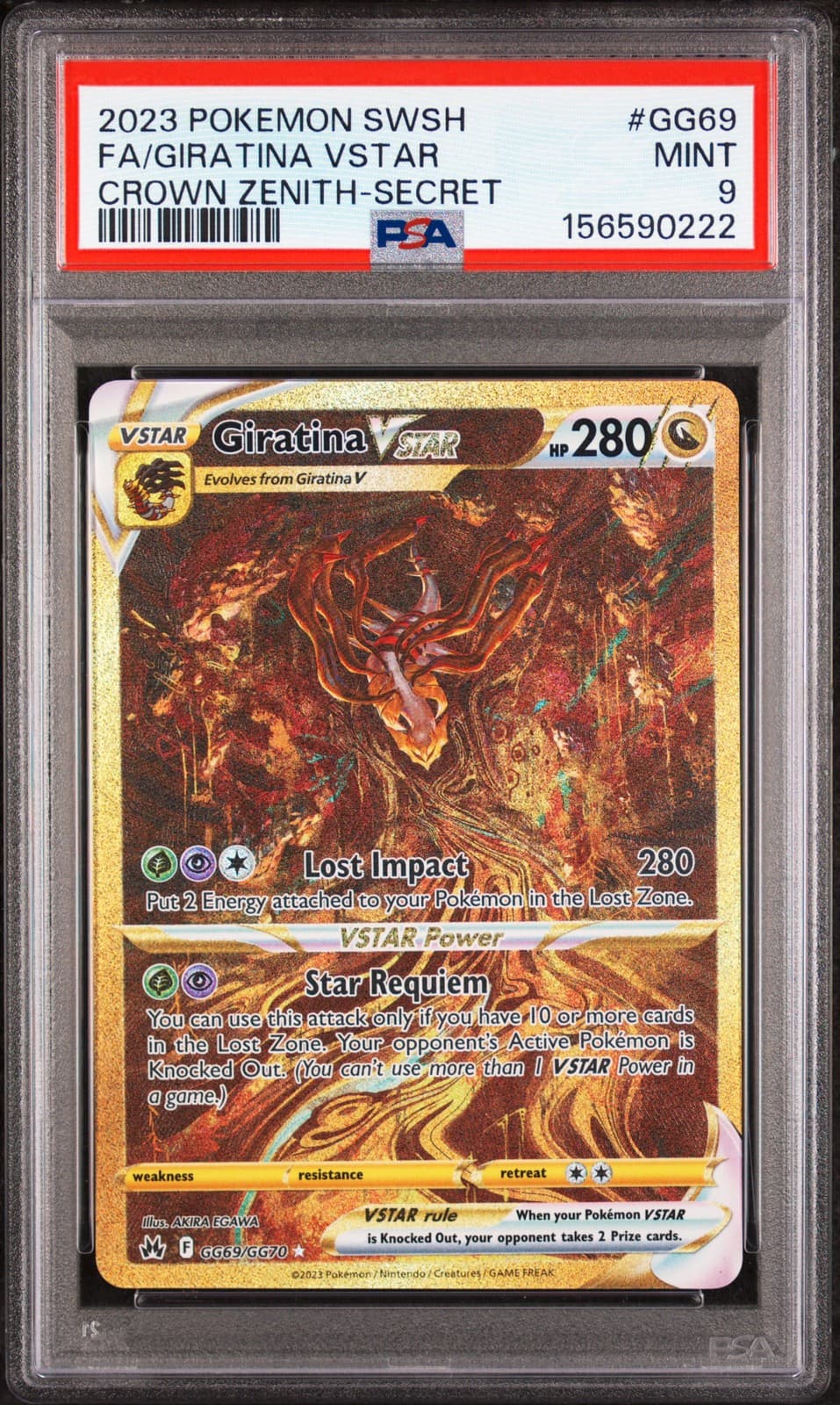 Giratina Vstar GG69/GG70 Secret Sword Shield Crown Zenith Pokemon PSA 9
