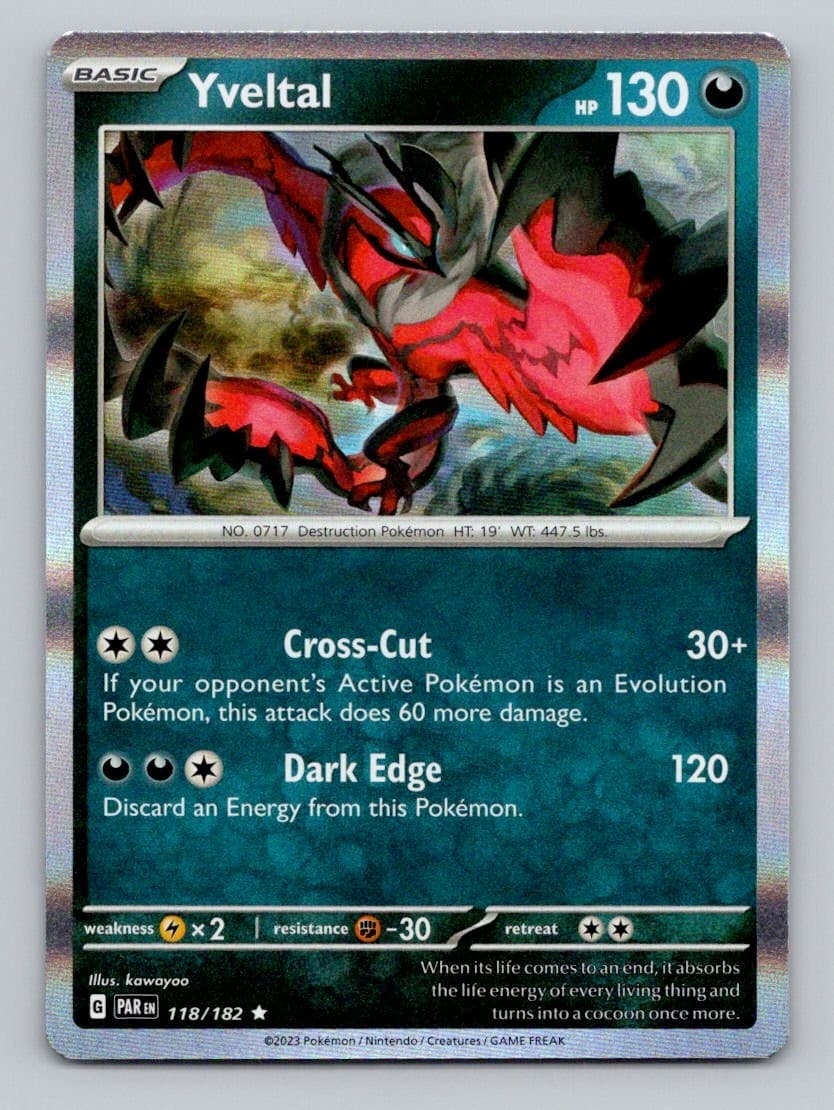 Yveltal 118/182 Rare Paradox Rift Pokemon Holo Near Mint