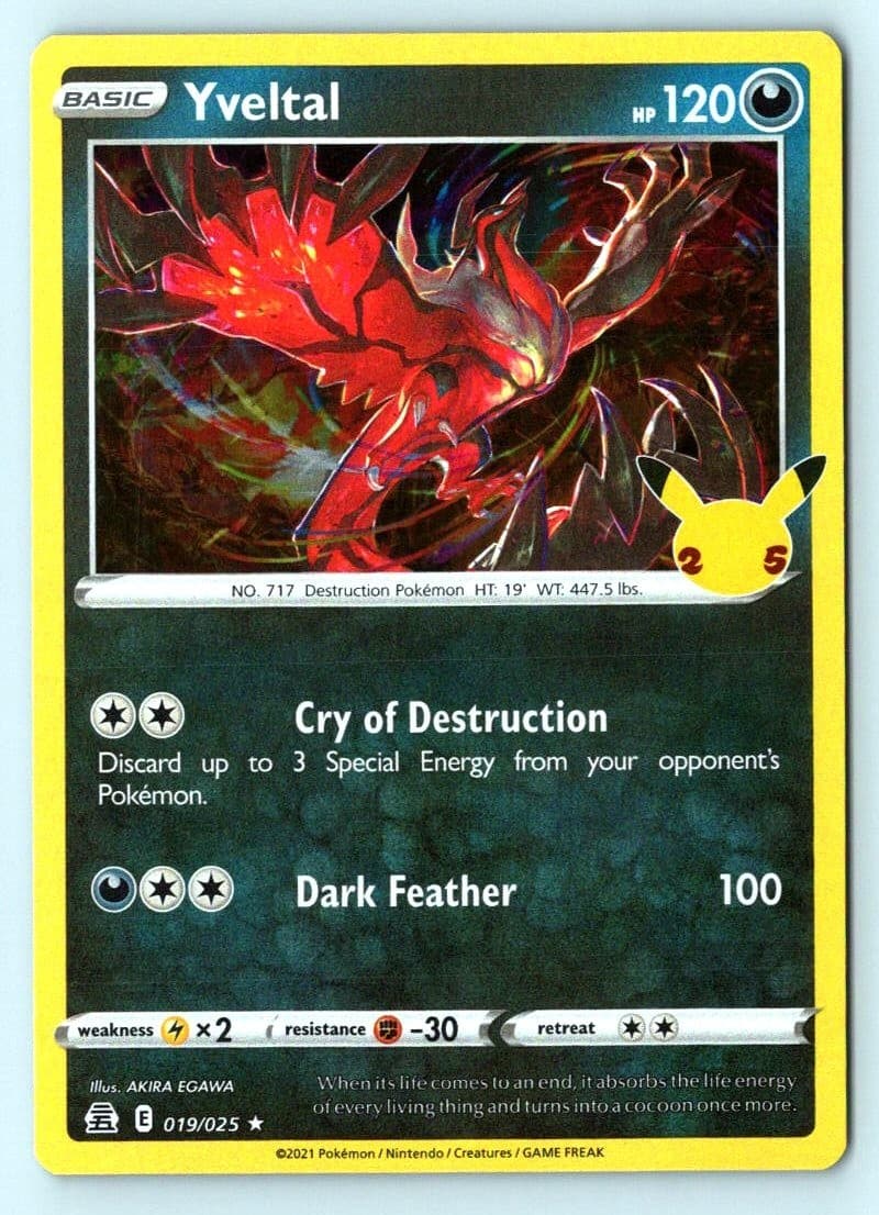 Yveltal 19/25 Celebrations Holo Pokemon NM
