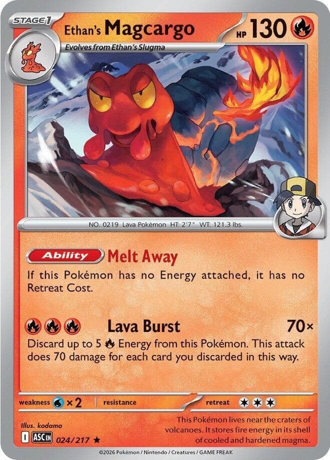 Pokemon Ethan's Magcargo 024/217 Ascended Heroes Holo NM