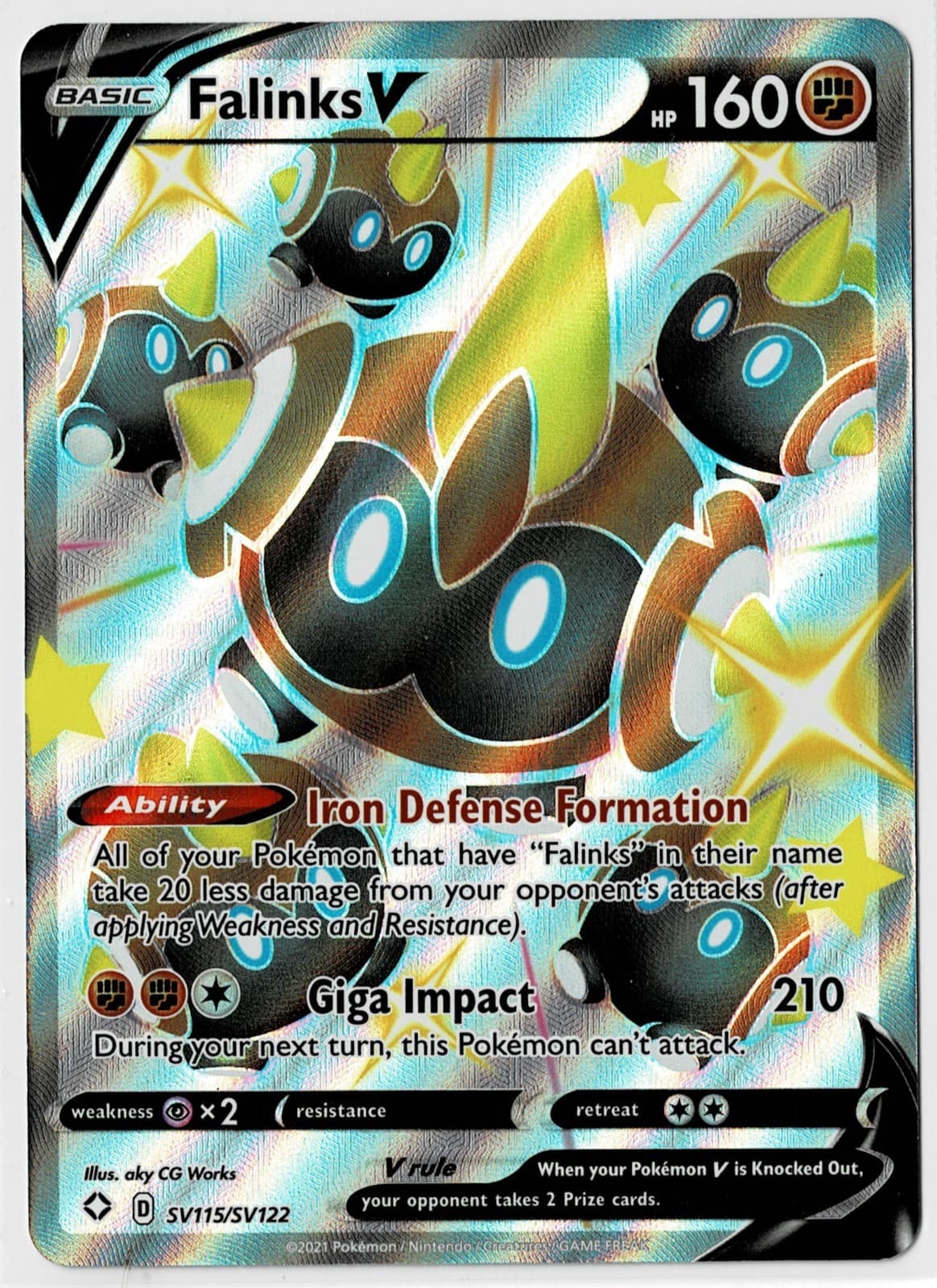 Falinks V SV115/SV122 Pokemon Sword & Shield Shining Fates Shiny Vault NM