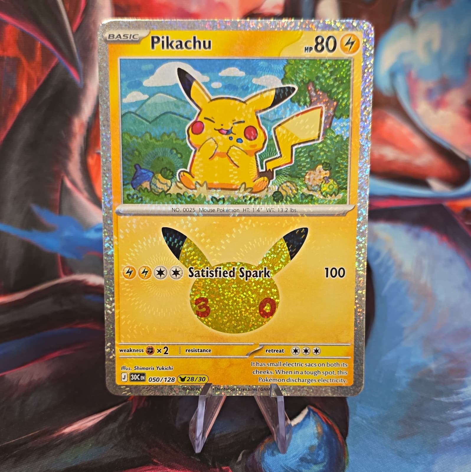 Pikachu 50/128 (028/030) Holo ME: 30th Celebration Pokemon Near Mint