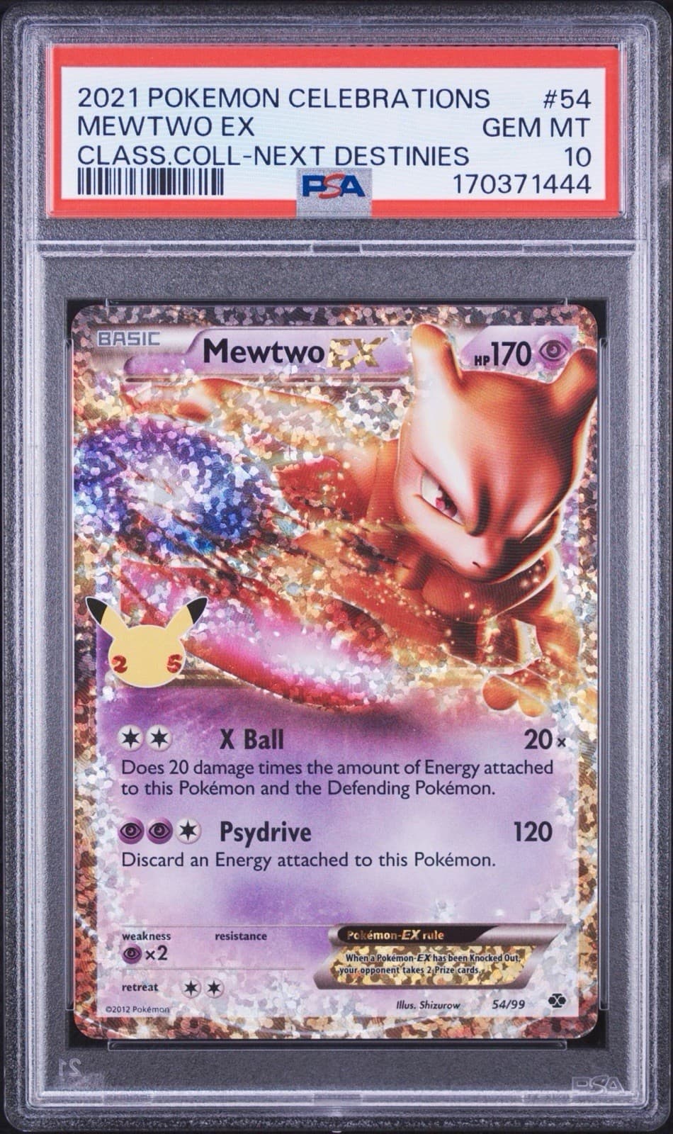 Pokemon 2021 Mewtwo EX 54/99 Classics Celebrations GEM MINT PSA 10