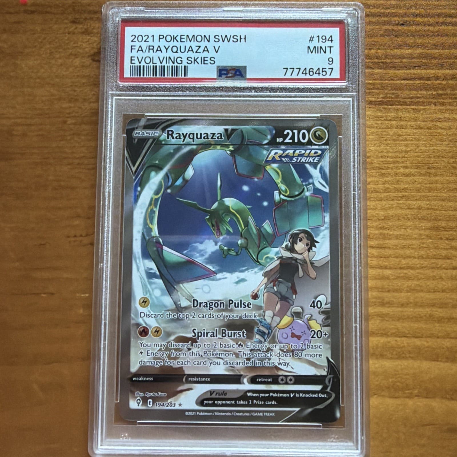 Pokemon 2021 SWSH Evolving Skies Rayquaza V #194/203 PSA 9 MINT