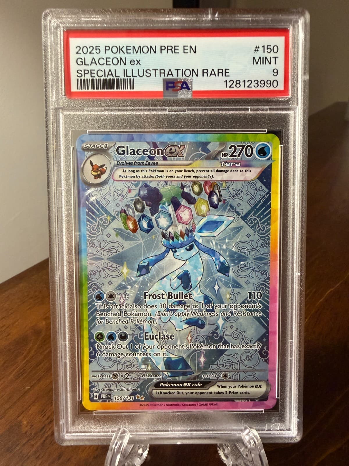 Pokemon SV Prismatic Evolutions Glaceon ex 150/131 SIR Holo PSA 9 EN 2025
