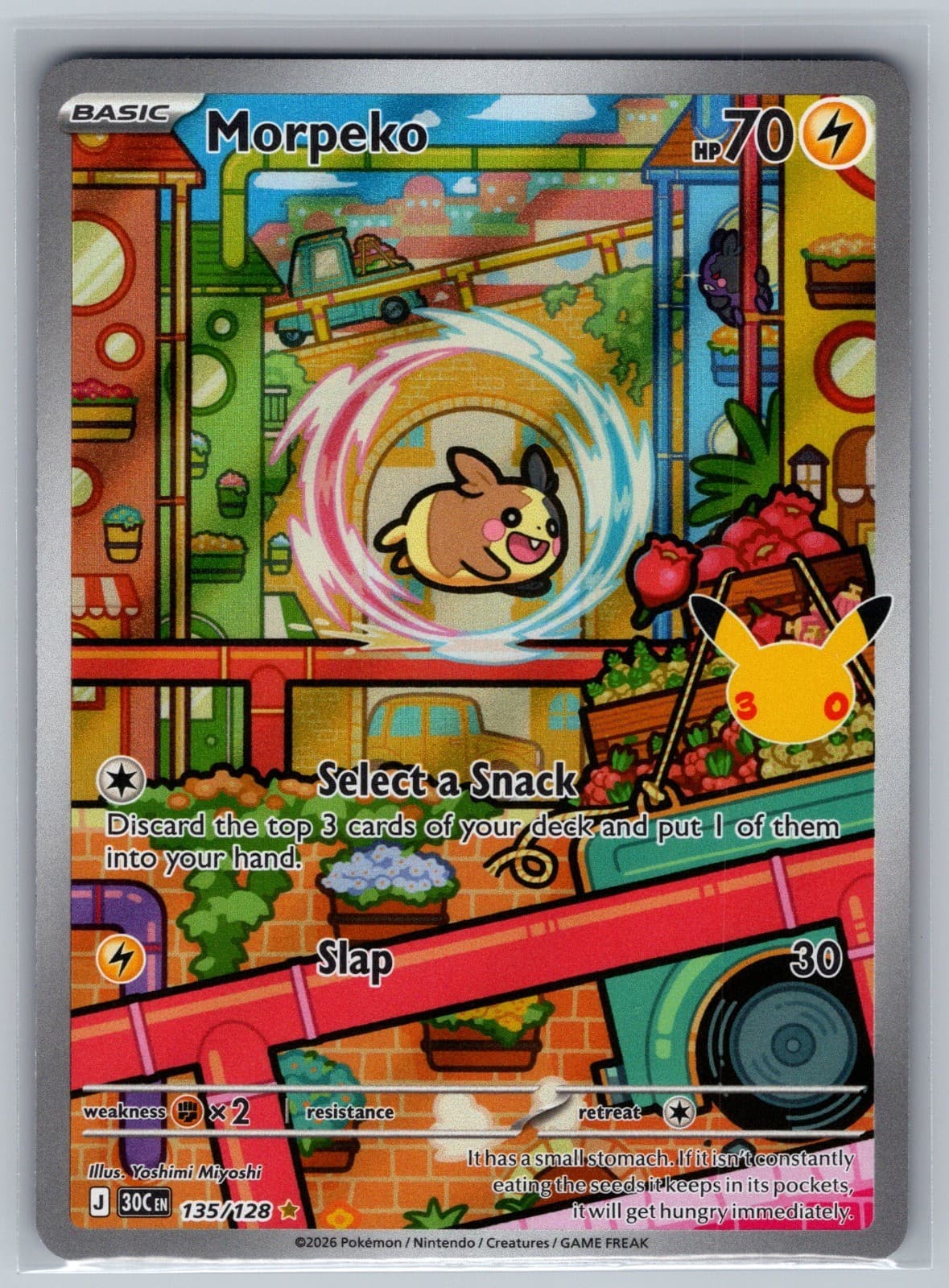 Morpeko 135/128 ME: 30th Celebration Illustration Rare Holo Pokemon NM