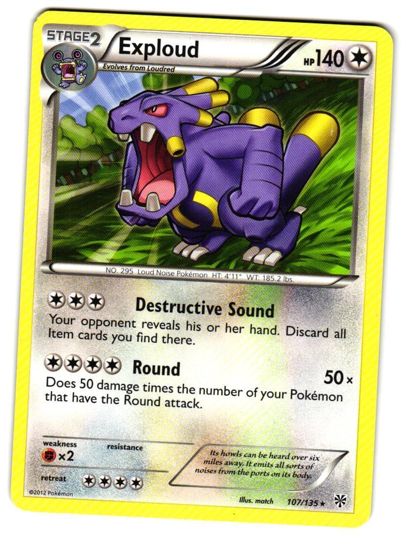 Pokemon Plasma Storm Exploud #107/135 Rare Lightly played