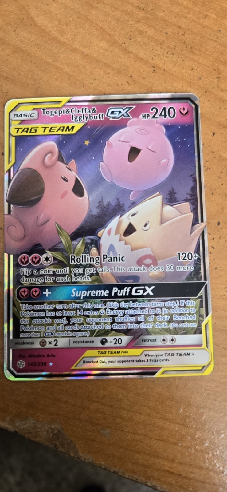 Togepi & Cleffa & Igglybuff GX 143/236 Holo Cosmic Eclipse Pokemon Card