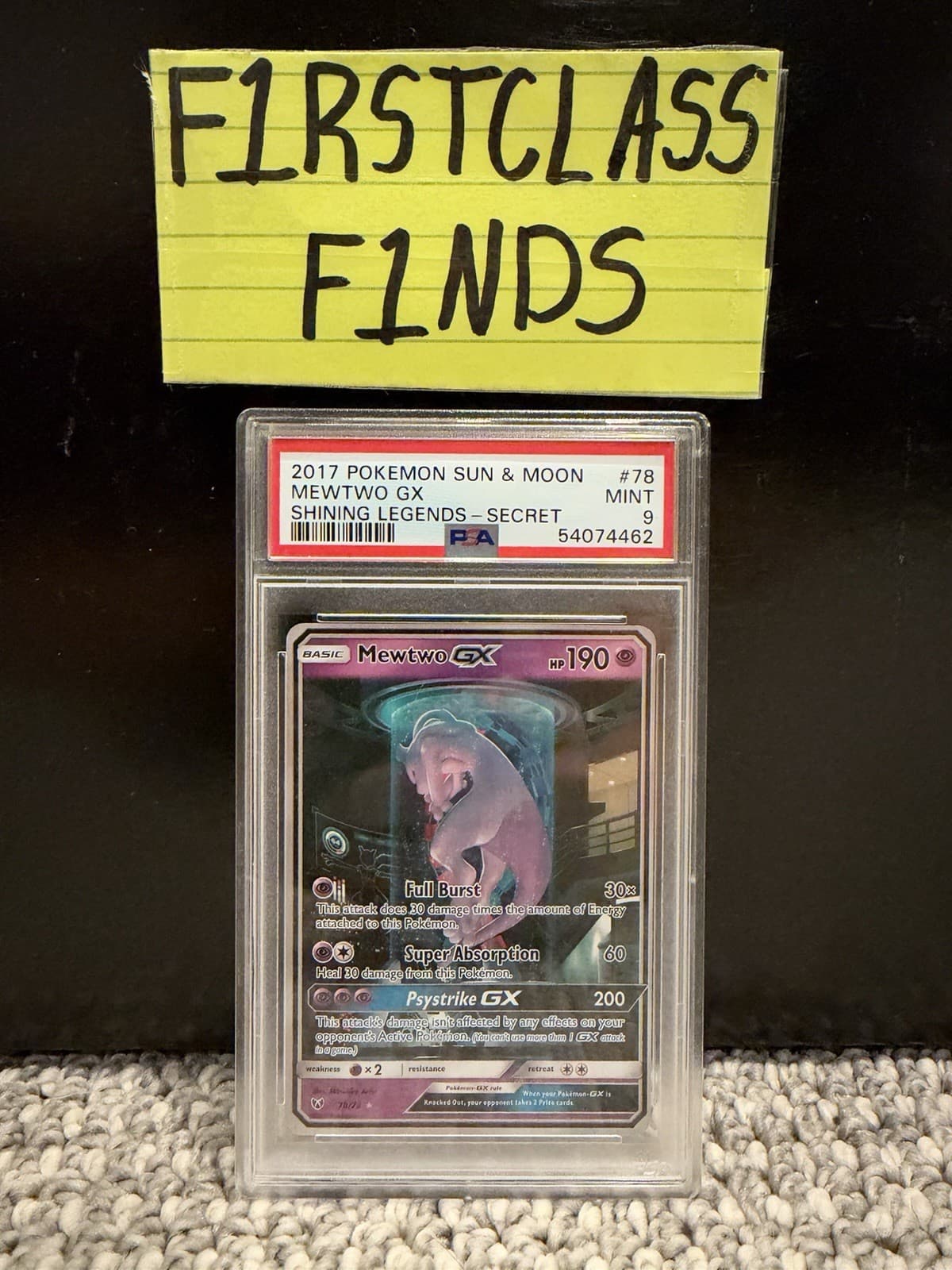 2017 Pokemon Mewtwo Gx Shining Legends 78/73 Secret Rare PSA 9 Mint