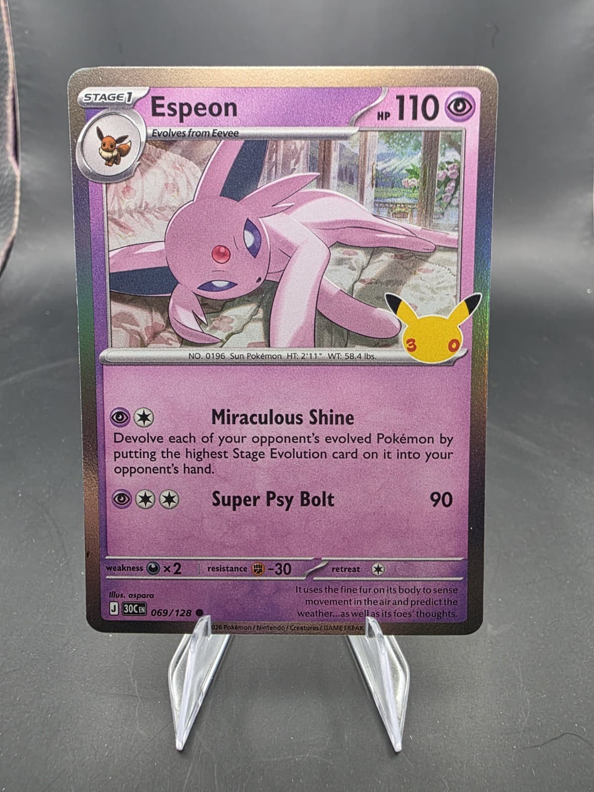 Espeon 30th Celebrations 69/128 Holo Rare Pokemon Card