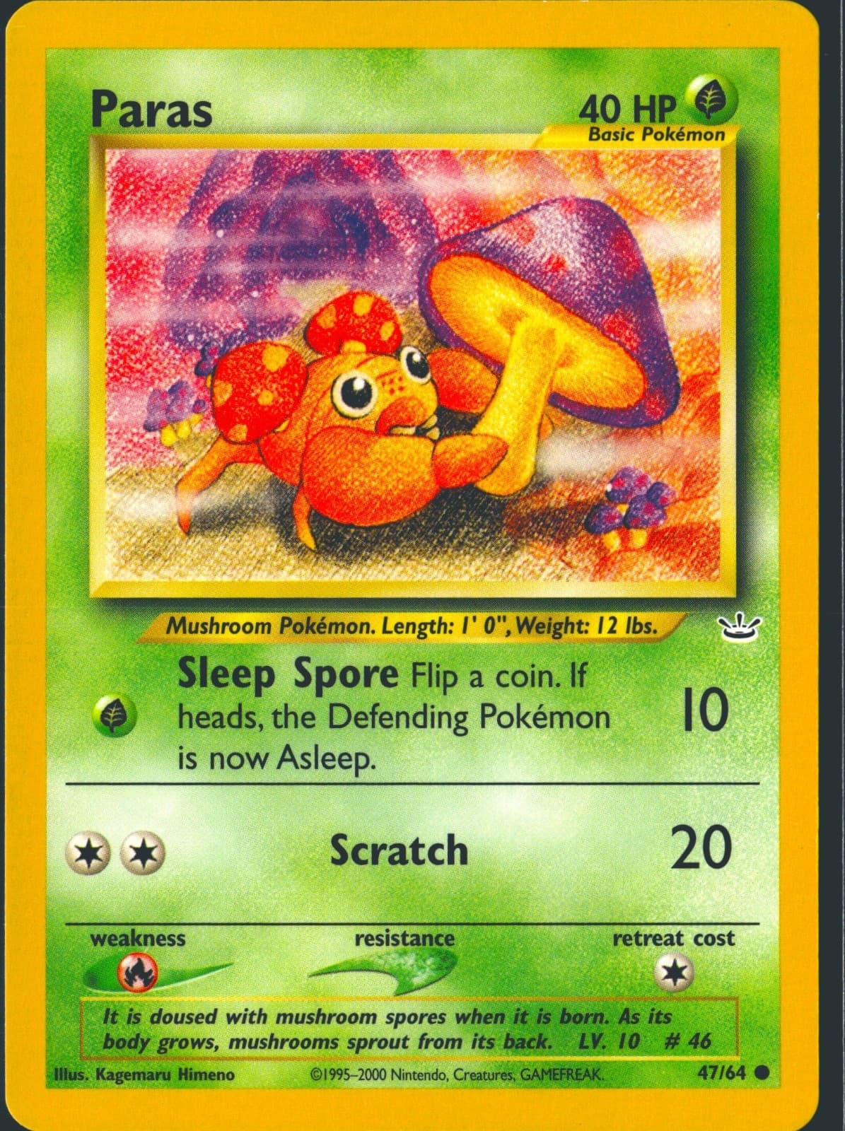 Paras 47/64 Common Neo Revelation Pokemon Unlimited Lightly Played