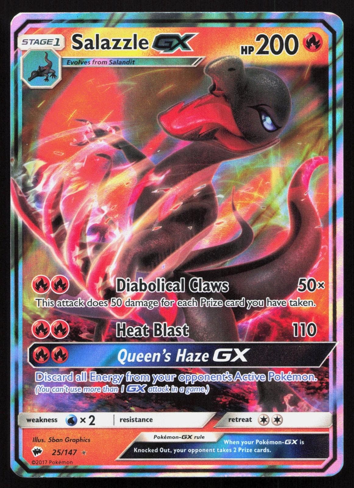 Salazzle GX 25/147 Burning Shadows Pokemon Holo