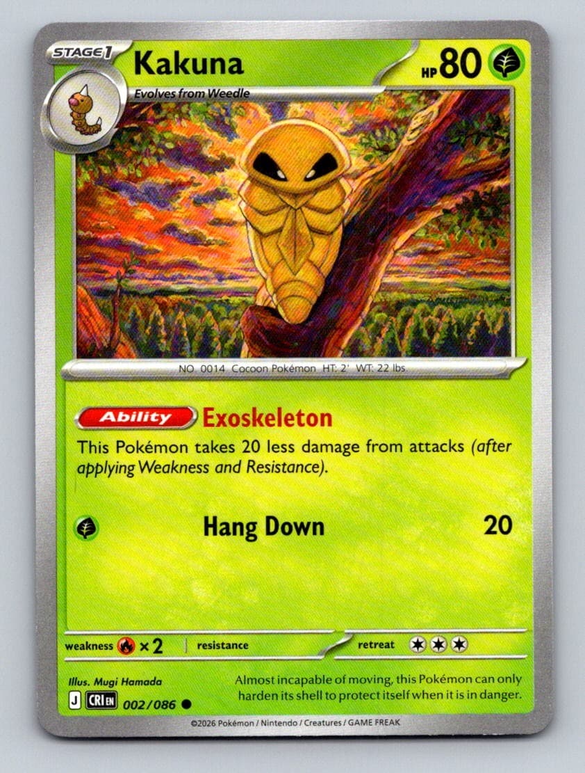 Kakuna 002/086 Common Chaos Rising Pokemon Lightly Played