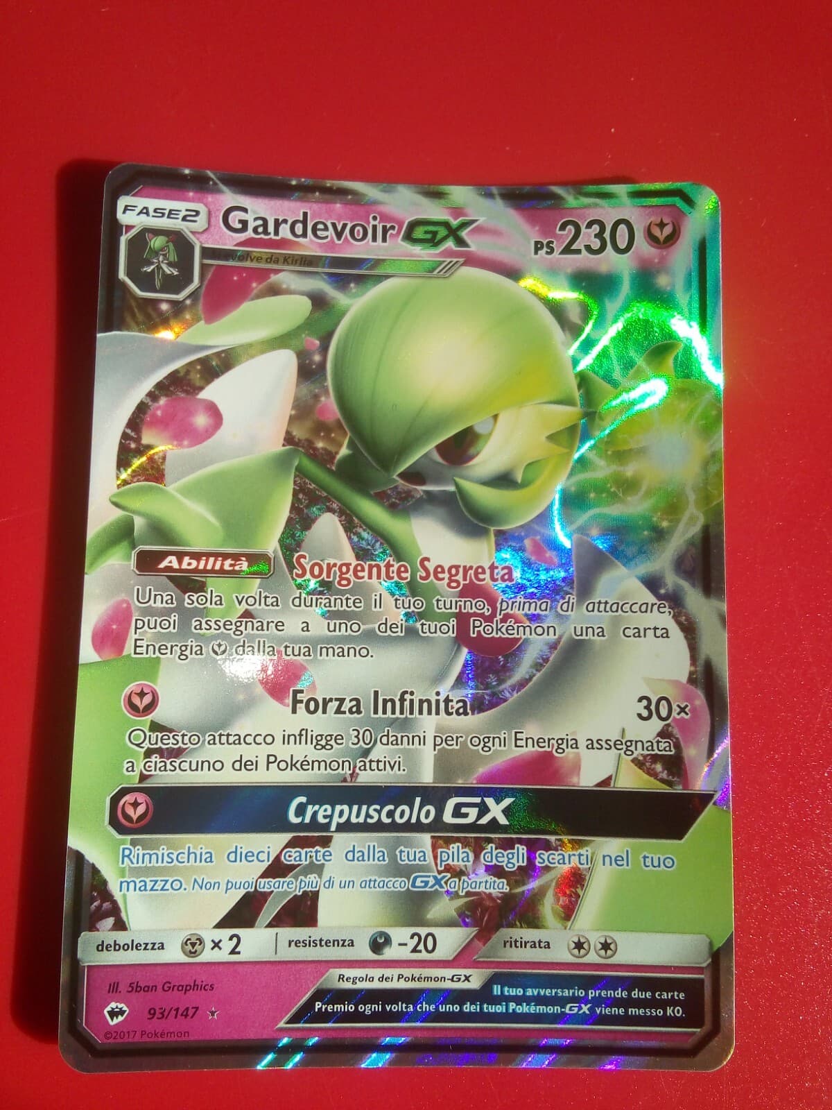 Pokemon Card Gardevoir GX Ombre Infuocate Full Art 93/147 Ita Rara