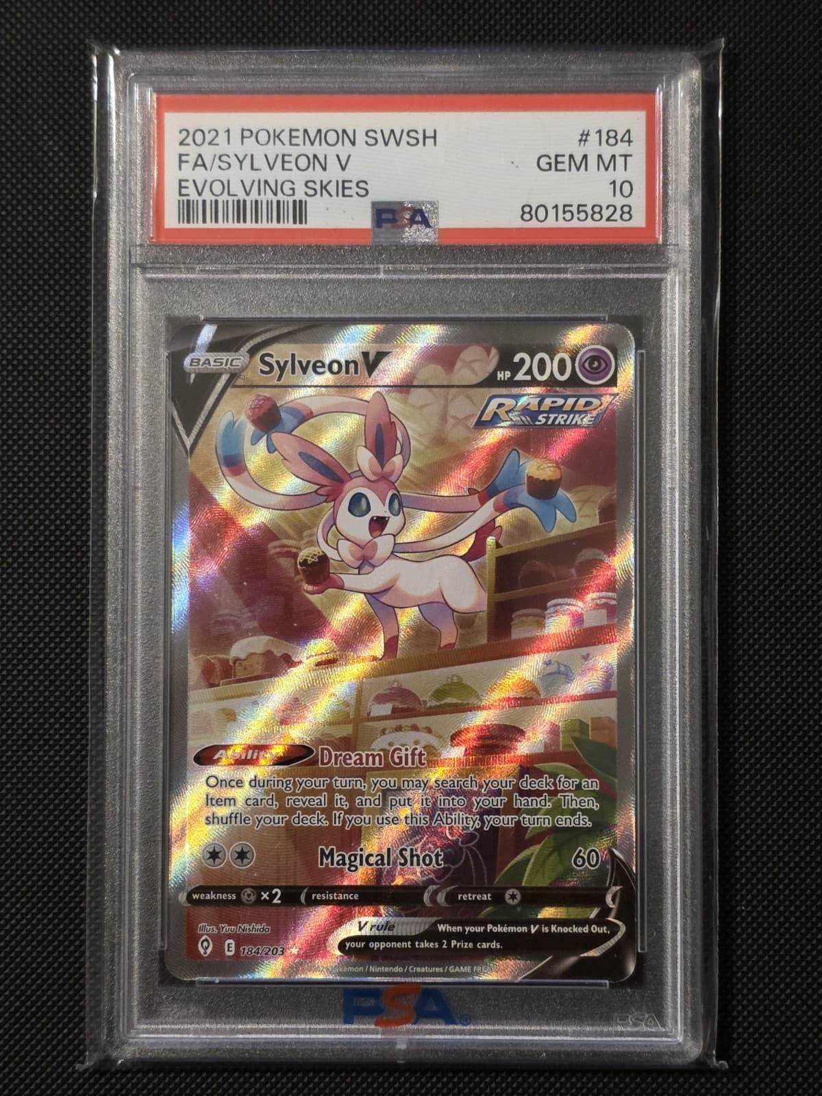 PSA 10 Pokemon Sylveon V 184/203 Evolving Skies Full Art 2021
