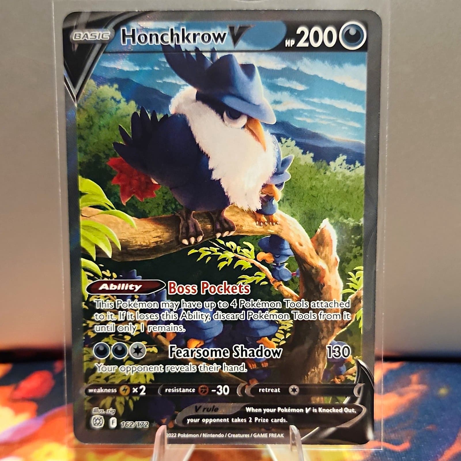 2022 Pokemon TCG Honchkrow V - Brilliant Stars 162/172 Ultra Rare Full Art NM