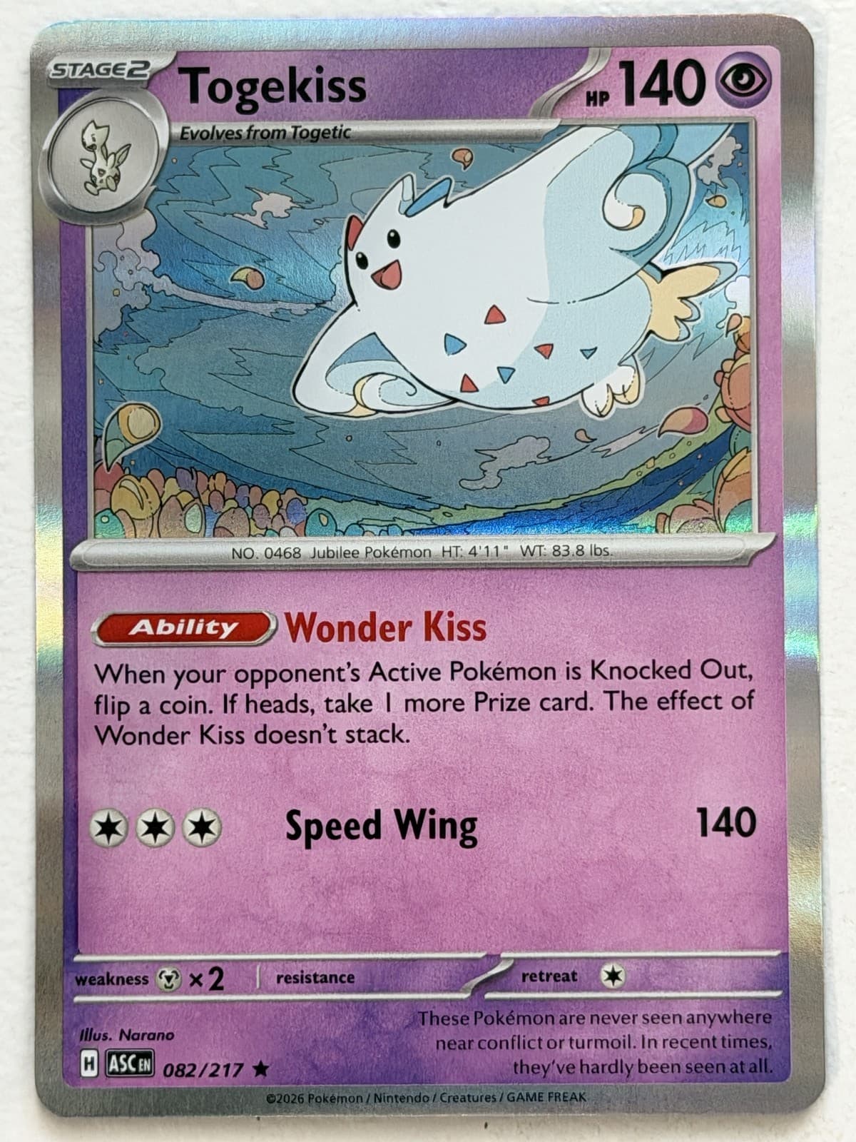 Togekiss 82/217 Ascended Heroes Rare Holo Near Mint Pokemon