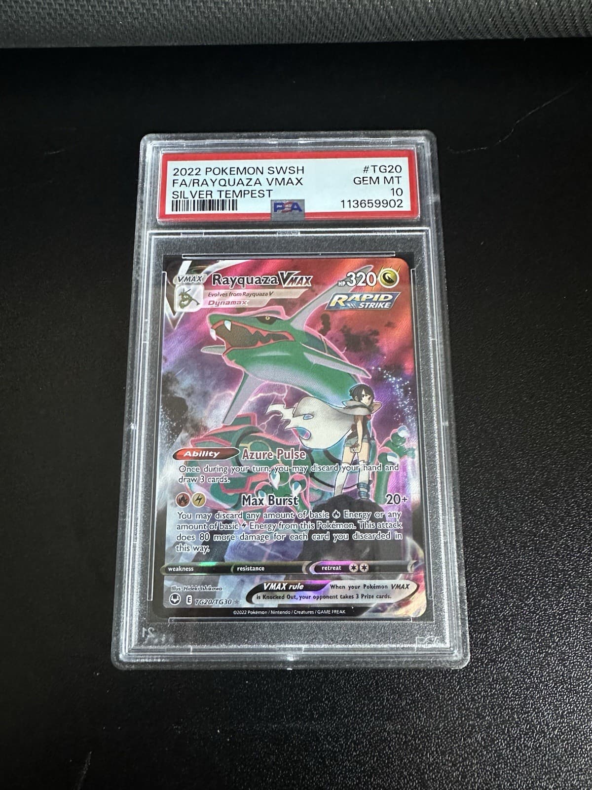 Pokemon TCG Rayquaza VMAX PSA 10 TG20/TG30 SWSH12 Silver Tempest TG Holo