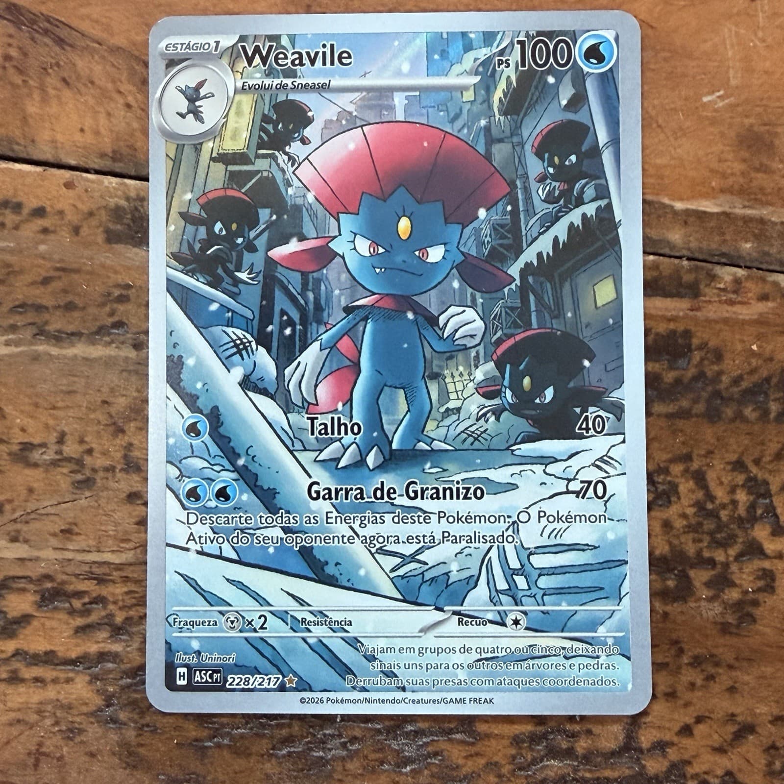 2026 Pokemon Weavile 228/217 Illustration Rare Ascended Heroes Portuguese NM