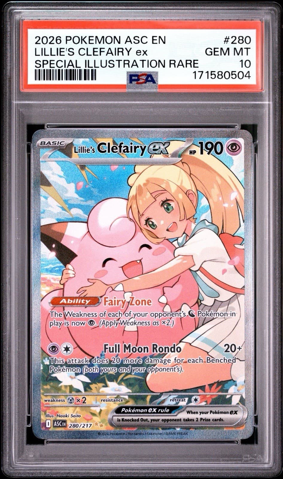 2026 POKEMON ASC SPECIAL ILLUSTRATION RARE #280 LILLIE'S CLEFAIRY EX PSA 10