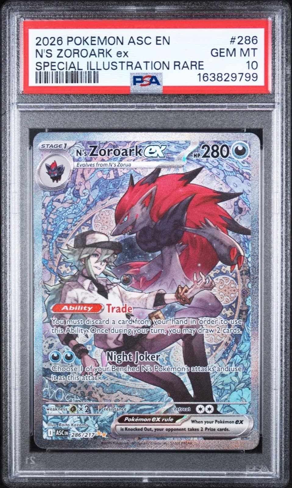 2026 POKEMON ASC EN-ASCENDED HEROES #286 N'S ZOROARK EX PSA 10