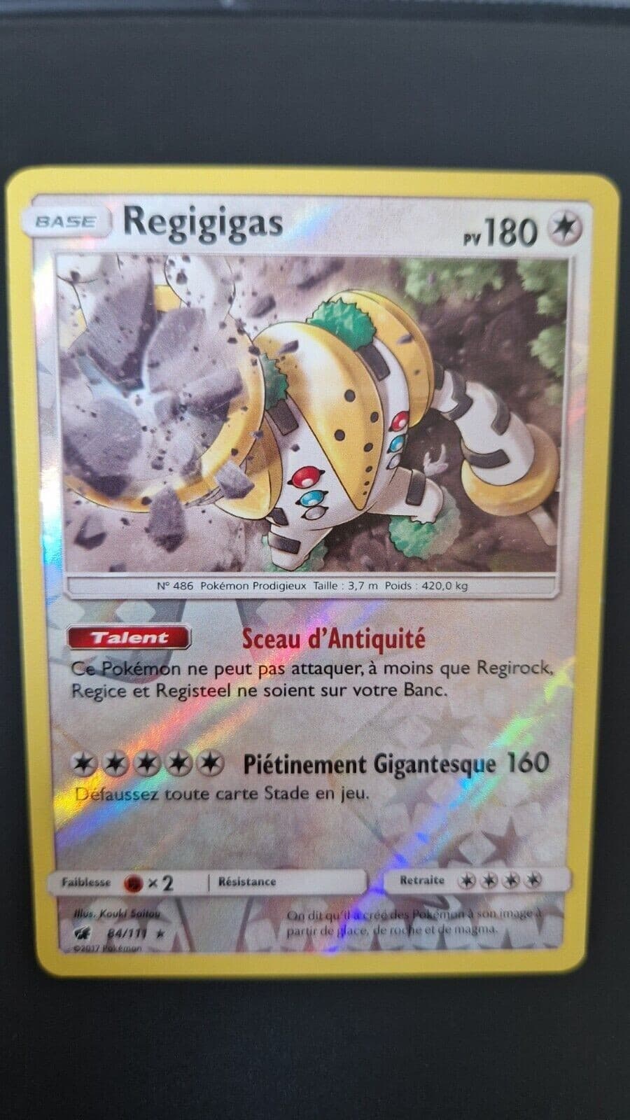 Carte Pokémon Regigigas 84/111 SL4 Soleil & Lune Invasion Carmin NEUF