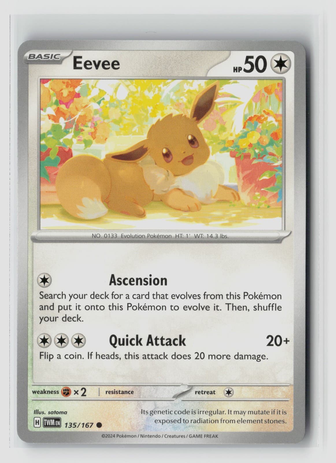 Eevee #135/167 Sv06 Twilight Masquerade Common Non Holo Pokemon TCG NM