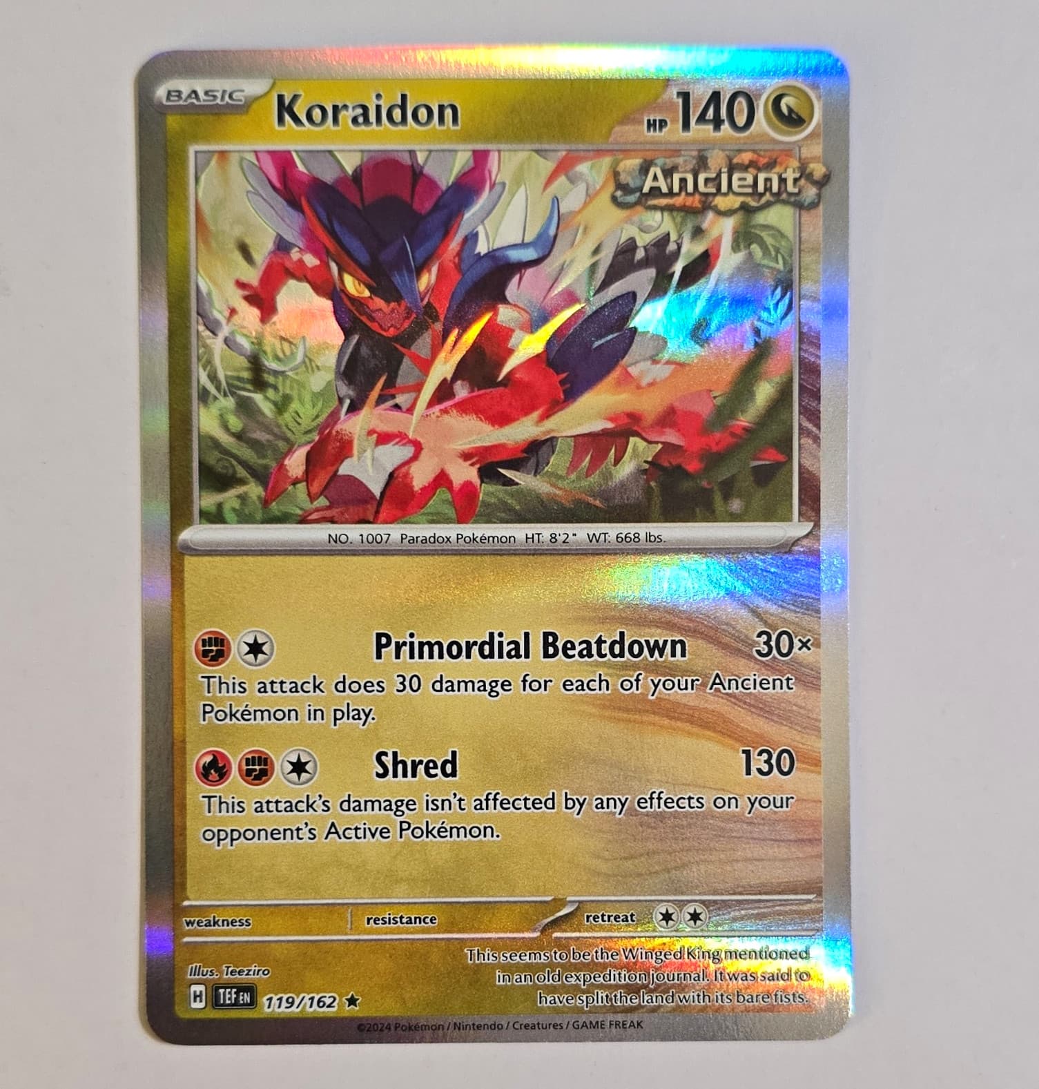 Pokemon TCG Koraidon 119/162 SV05 Temporal Forces Holo Rare Basic Fighting
