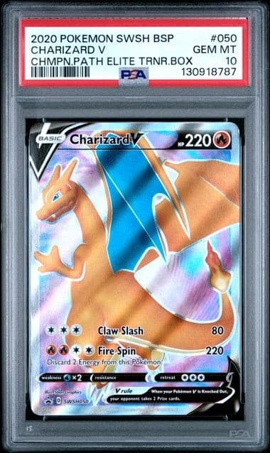 CHARIZARD V 2020 Pokemon #SWSH050 PSA 10 GEM-MINT Champion's Path ETB PROMO