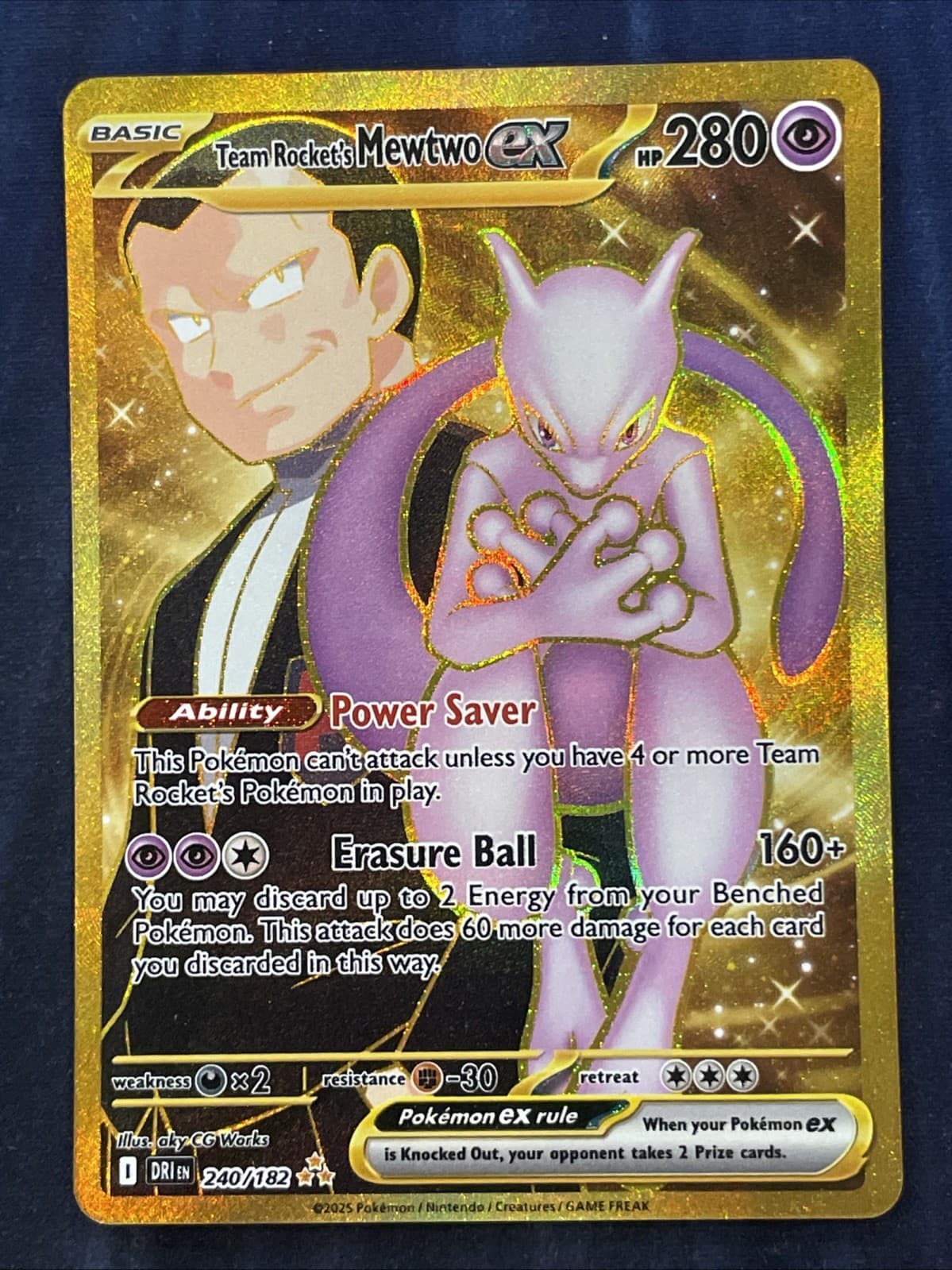 Pokemon TCG Team Rocket's Mewtwo ex 240/182 Destined Rivals Hyper Rare