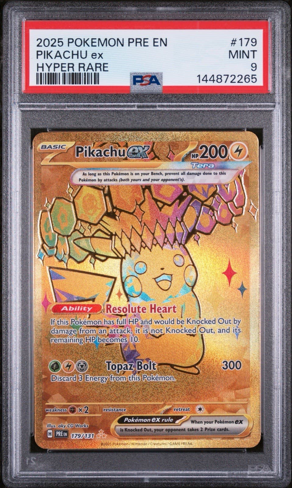 2025 POKEMON PRE EN-PRISMATIC EVOLUTIONS HYPER RARE #179 PIKACHU EX PSA 9