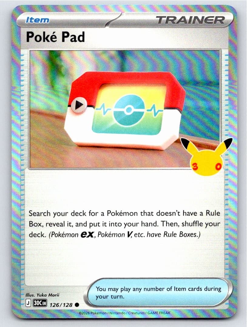 2026 POKEMON ME: 30TH CELEBRATION POKE PAD 126/128 HOLO C NM A102168 FREE S&H