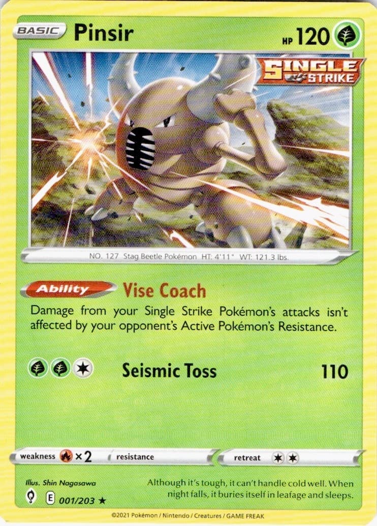 Pinsir 001/203 Rare Evolving Skies Pokemon Lightly Played