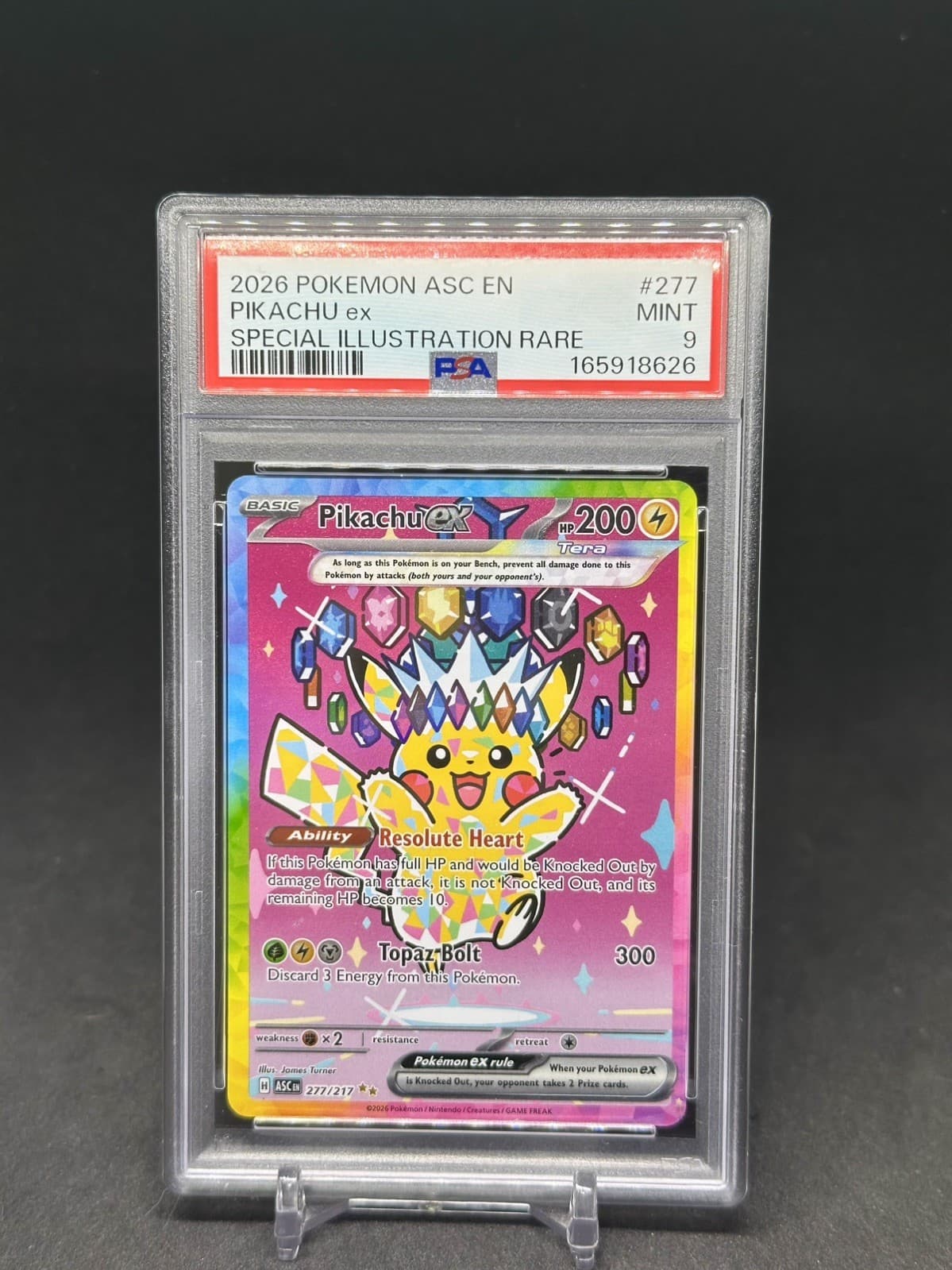 Pokemon Pikachu ex 277/217 Me: Ascended Heroes SIR Holo PSA 9