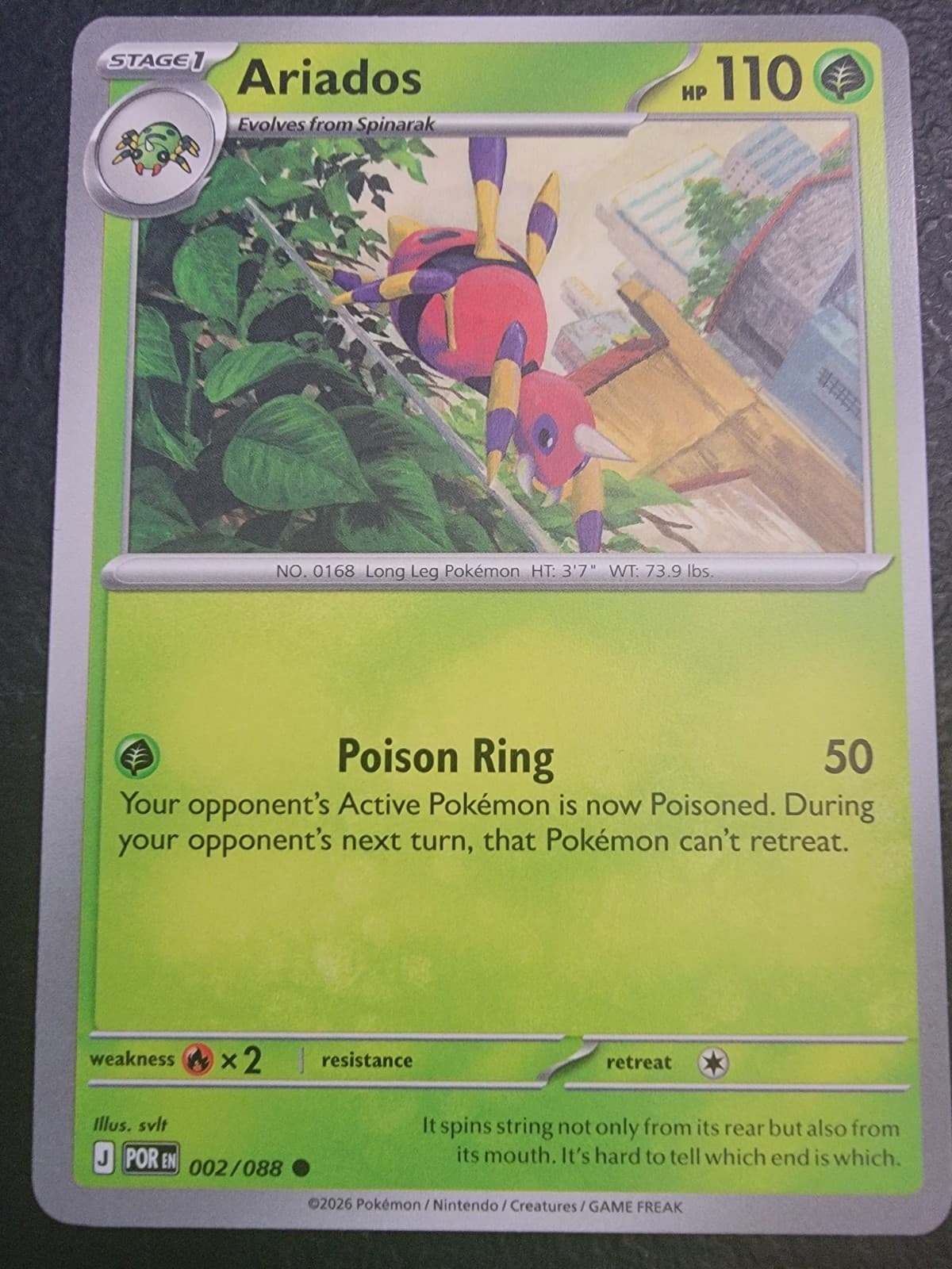 Pokemon TCG Ariados 002/088 Me03: Perfect Order Regular NON-Foil