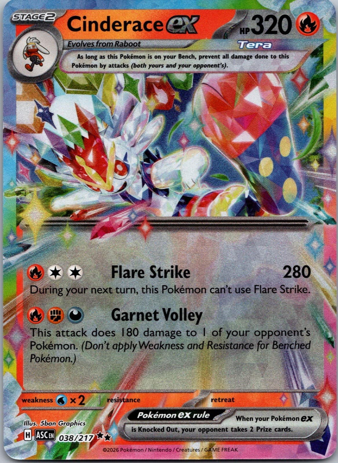 Pokemon Ascended Heroes Cinderace ex 38/217 NM