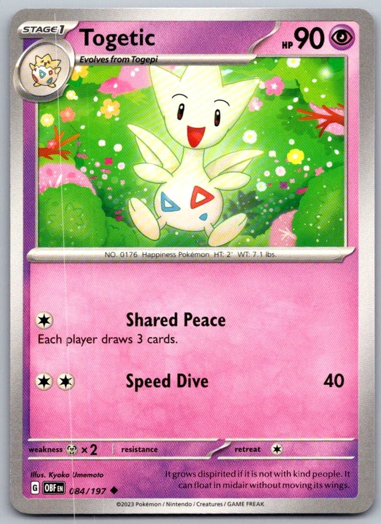 Togetic Obsidian Flames 084/197 Uncommon PokéMon — English Near Mint