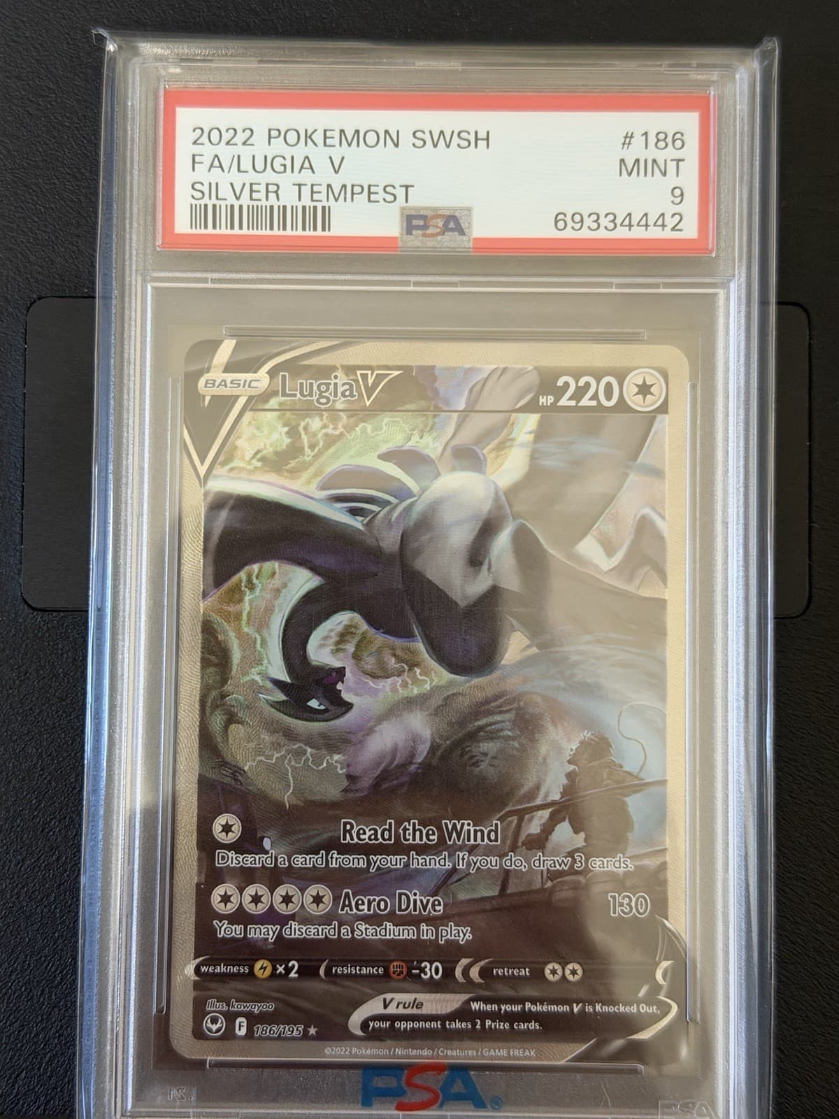 Pokémon Lugia v Alt Art TCG Card Silver Tempest SWSH Ultra Rare 186/195 PSA 9