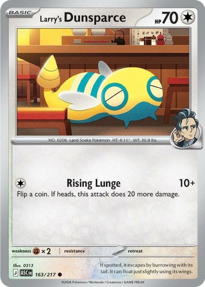 Larry's Dunsparce - 163/217 - Common (Near Mint) Ascended Heroes - Colorless Pok
