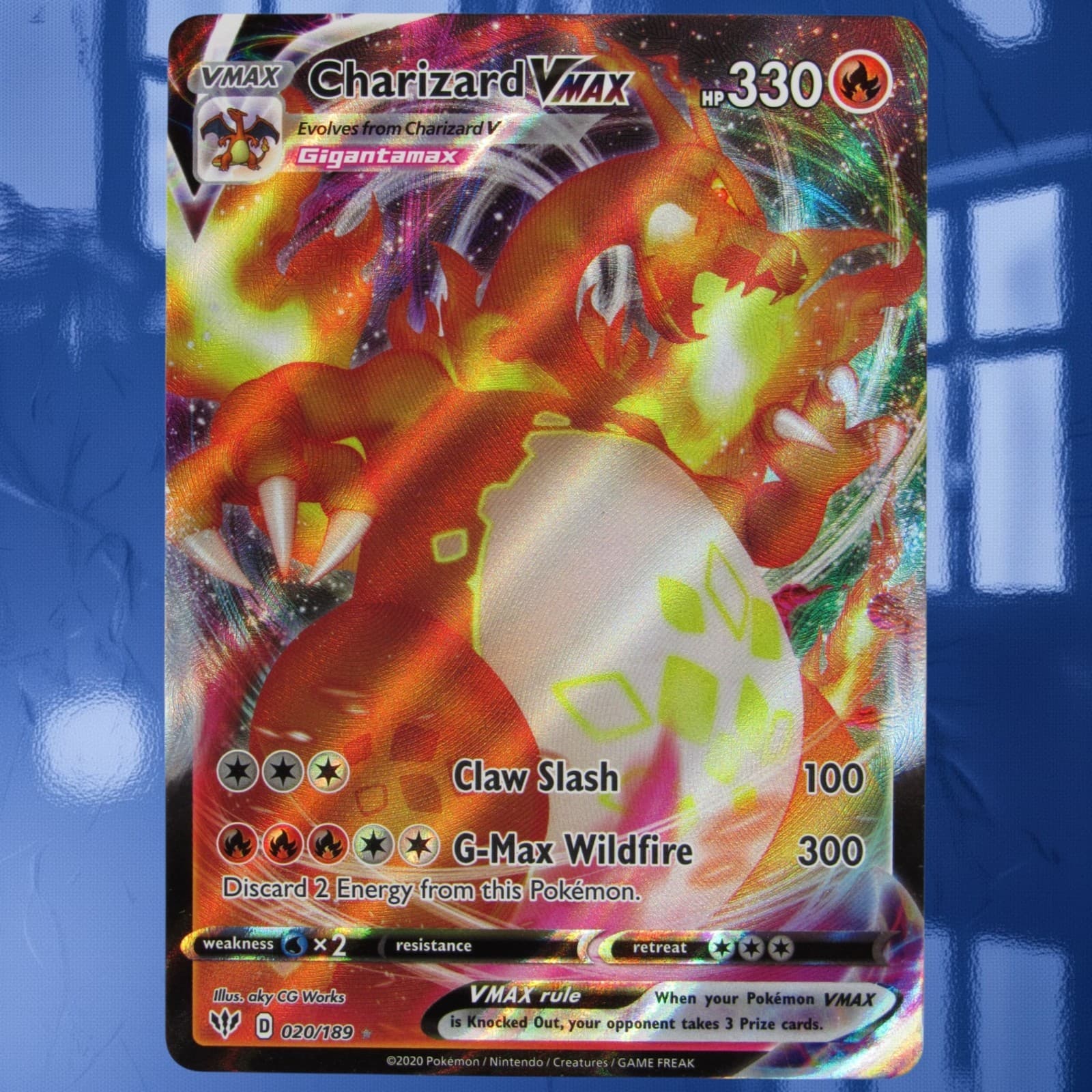 Pokemon Charizard VMAX #020/189 Swsh03: Darkness Ablaze Holo Rare ☆LP/Near-Mint☆
