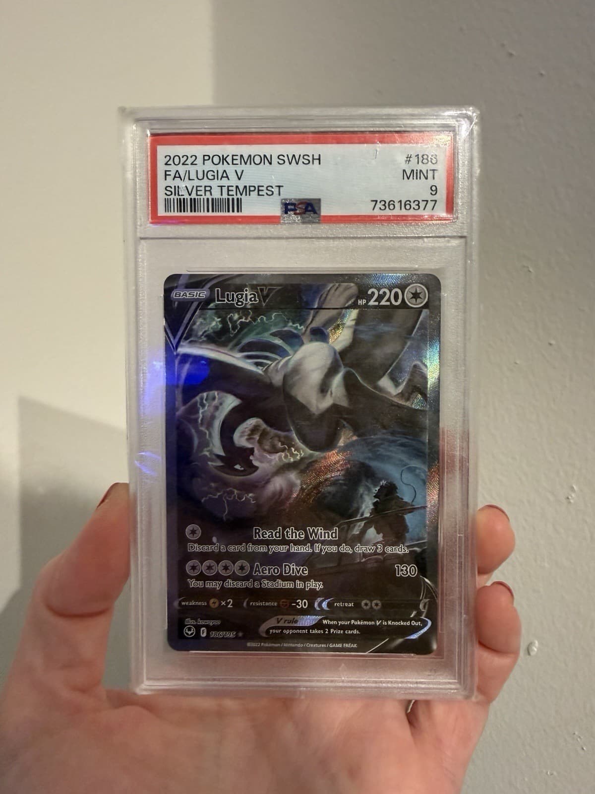 Lugia V 186/195 Silver Tempest SWSH12 Alt Full Art Holo Ultra Rare PSA 9