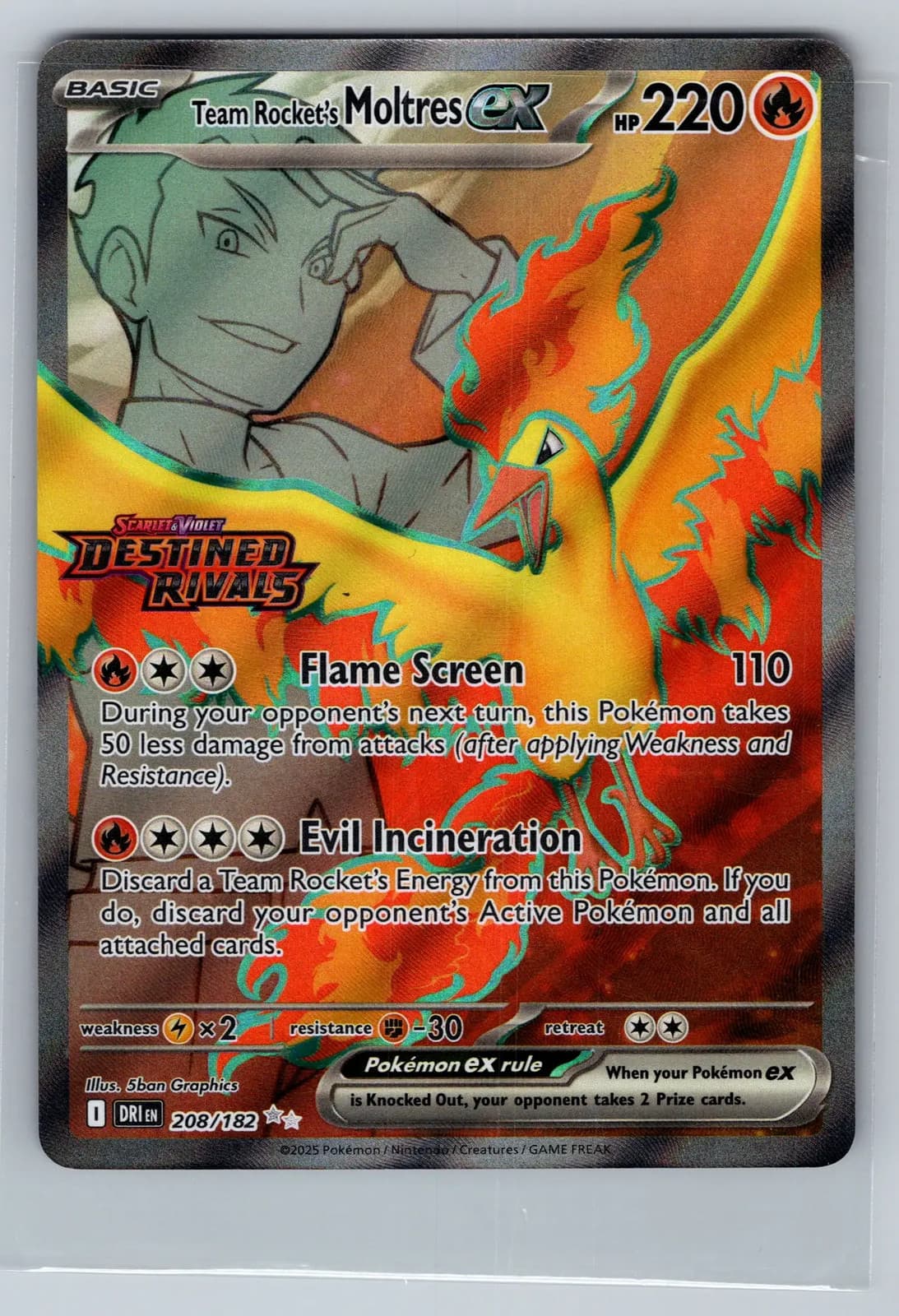 Team Rocket's Moltres ex 208/182 Destined Rivals Full Art Ultra Rare NM — photo 1 of 2