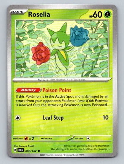 2024 Pokemon Card Temporal Forces Roselia 8/162