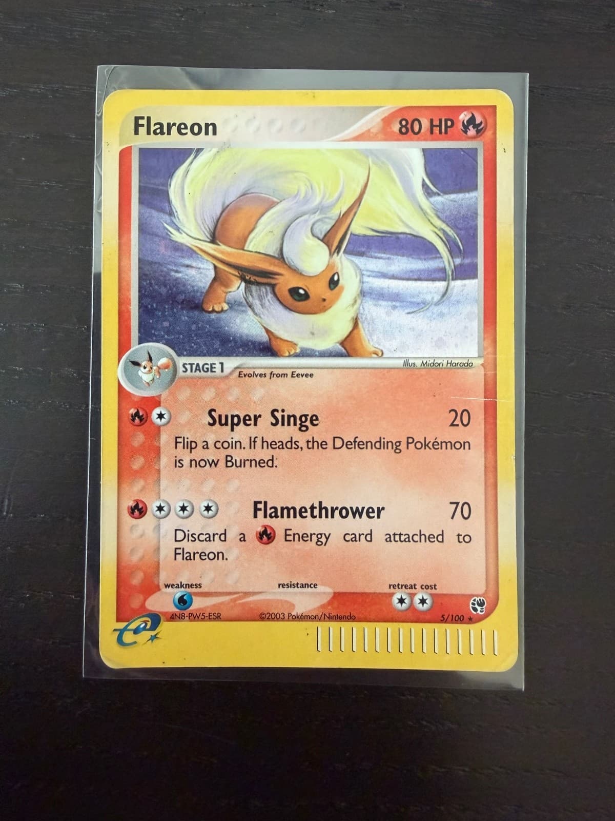 Flareon 5/100 Holo Pokemon EX Sandstorm 2003 Vintage LP