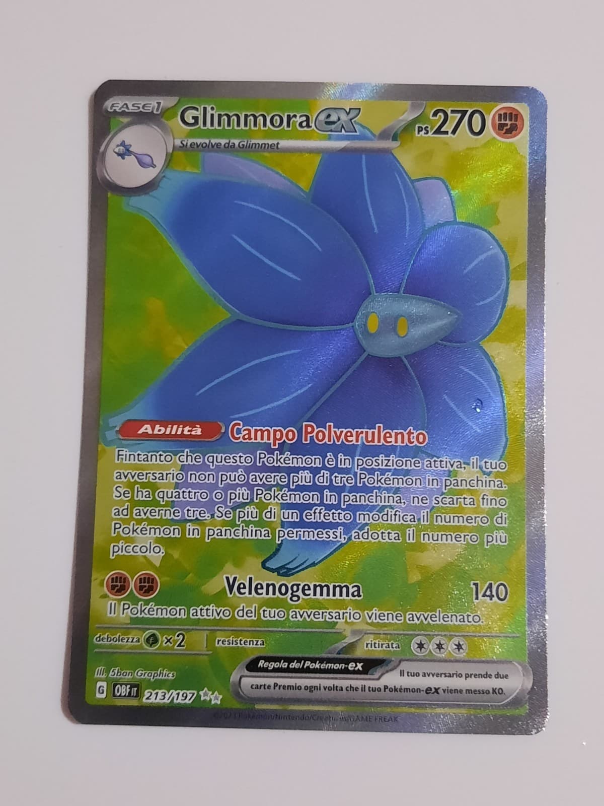 Glimmora EX 213/197 - Carta Holo Foil Near Mint Pokemon Ossidiana Infuocata